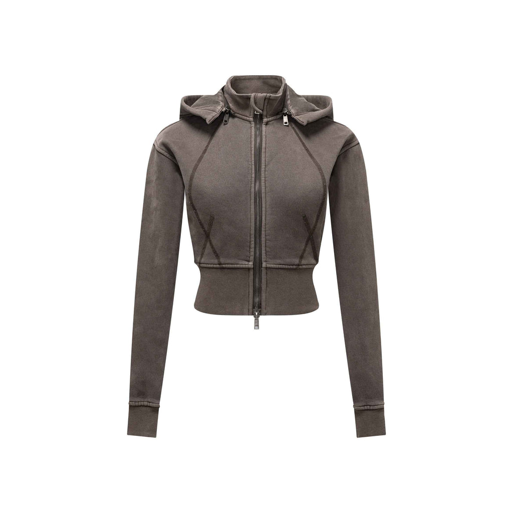 400GSM Women’s Outdoor Slim-Fit Pigment-Wash Sweatshirt