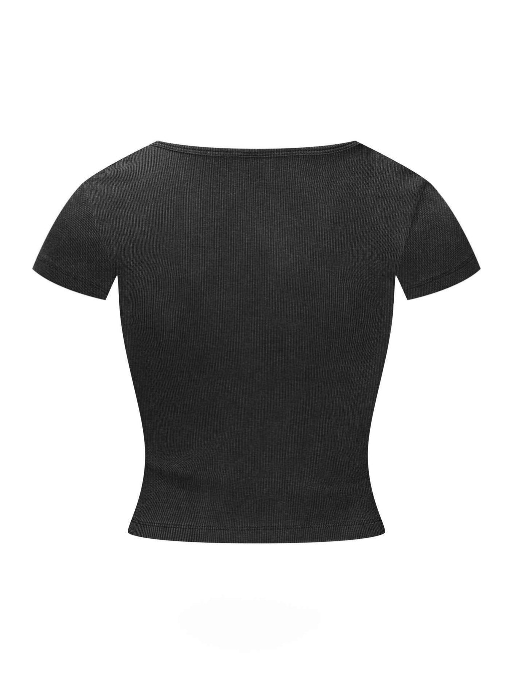 275GSM Women's V-Neck Ski-Inspired Distressed-Wash T-shirt