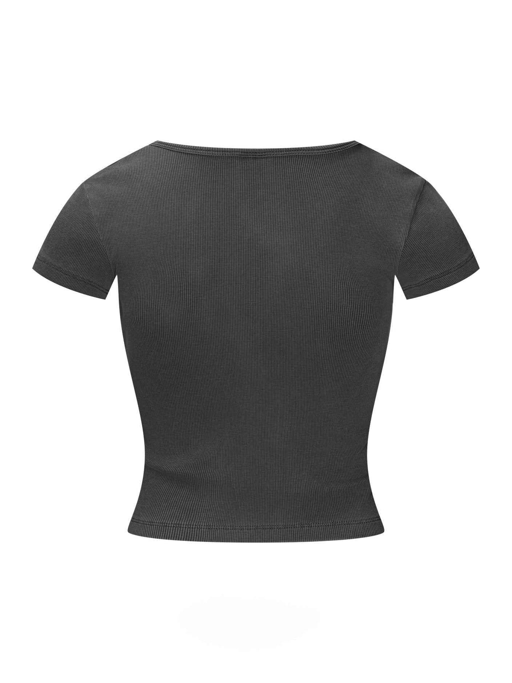 275GSM Women's V-Neck Ski-Inspired Distressed-Wash T-shirt