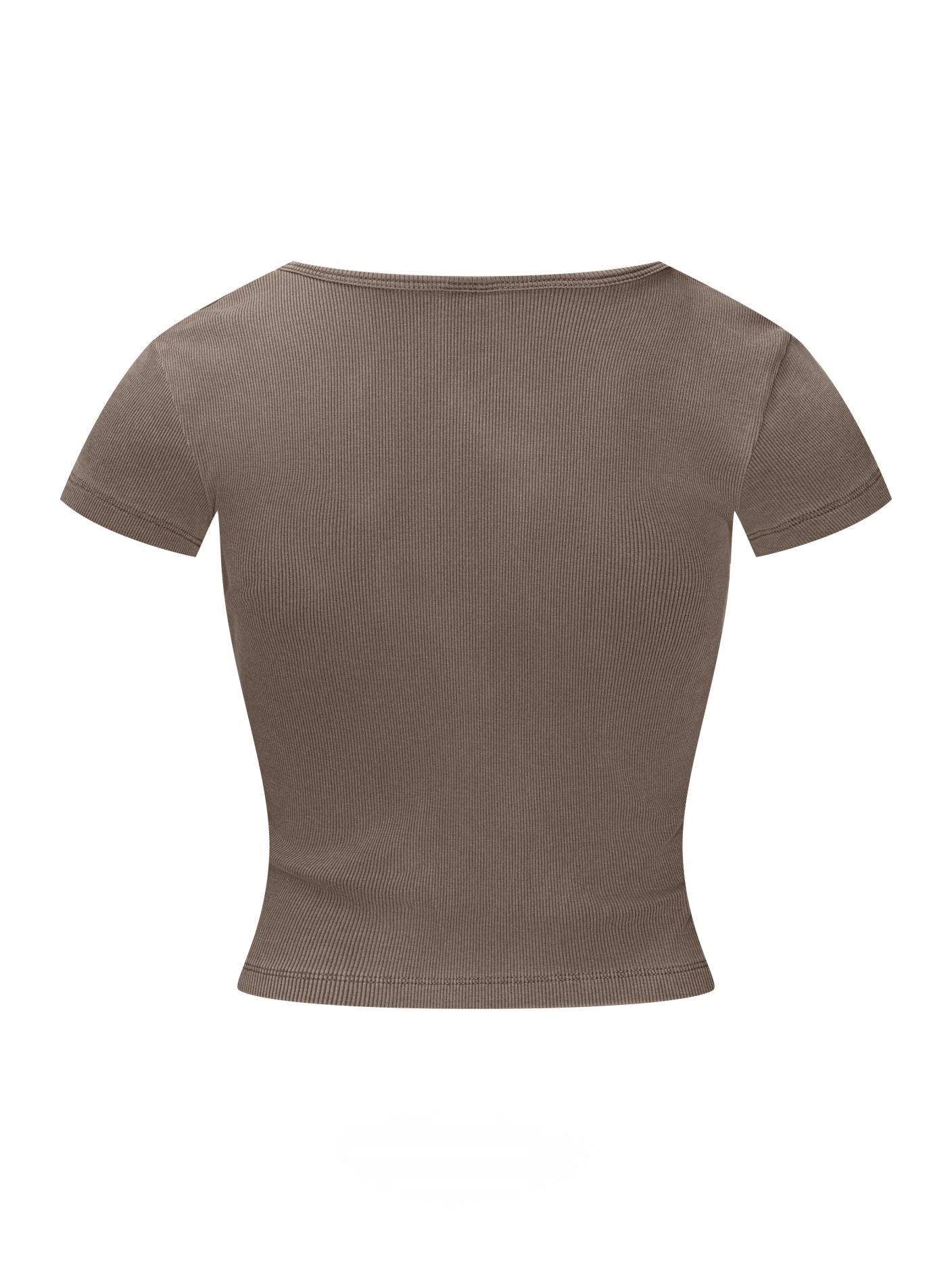275GSM Women's V-Neck Ski-Inspired Distressed-Wash T-shirt