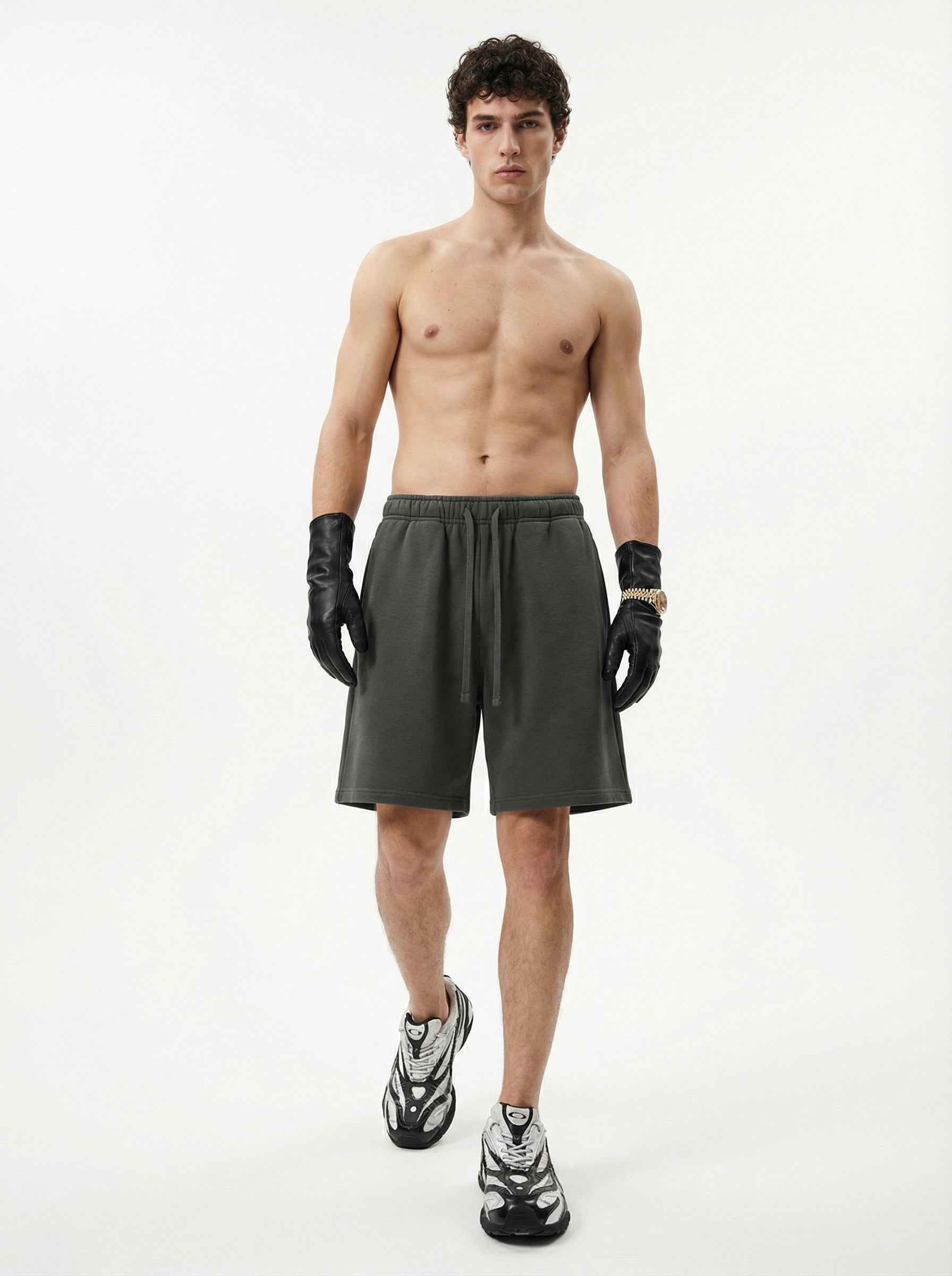 345GSM Men's Fleece-Lined Straight-Leg Shorts