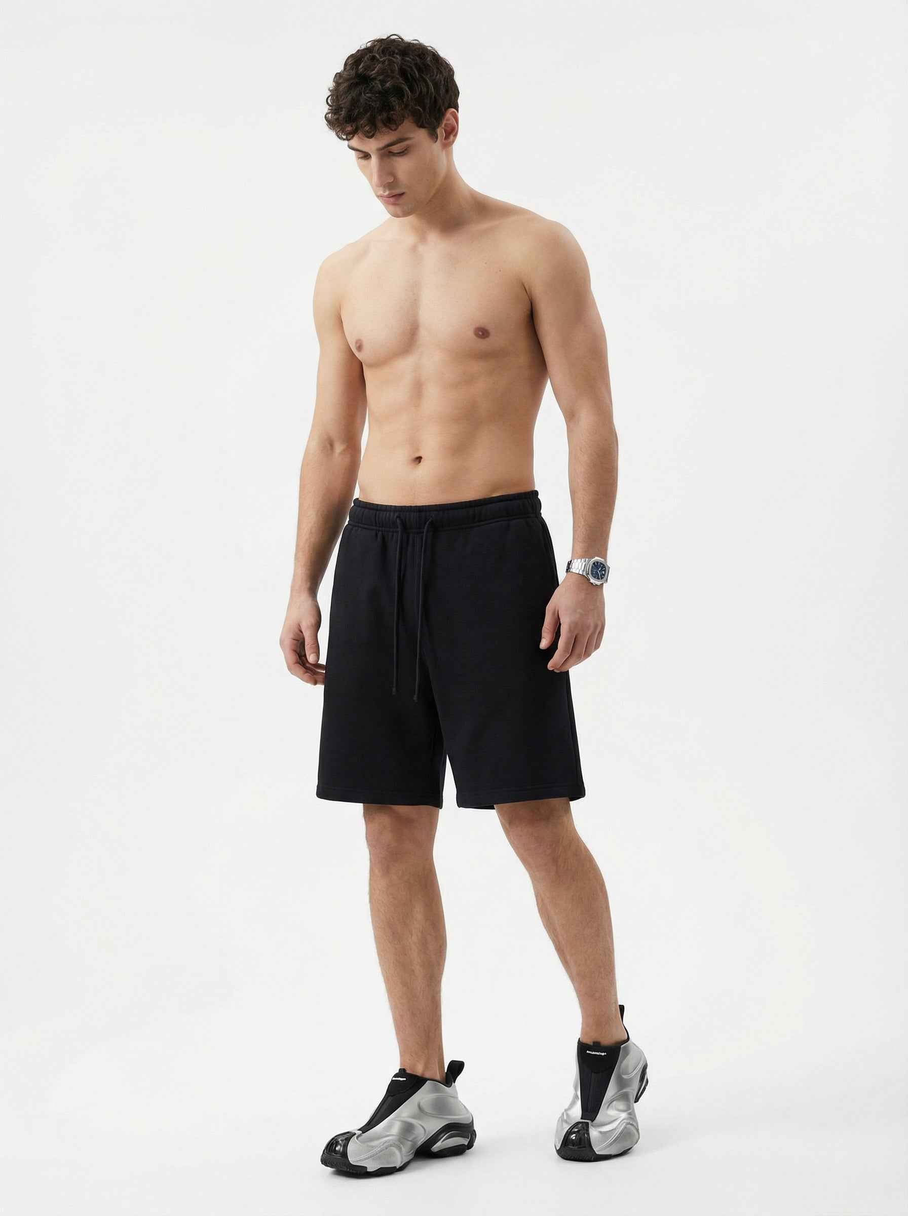 345GSM Men's Fleece-Lined Straight-Leg Shorts