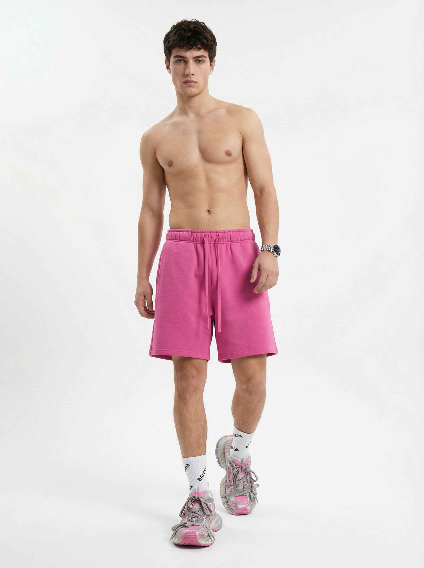 345GSM Men's Fleece-Lined Straight-Leg Shorts
