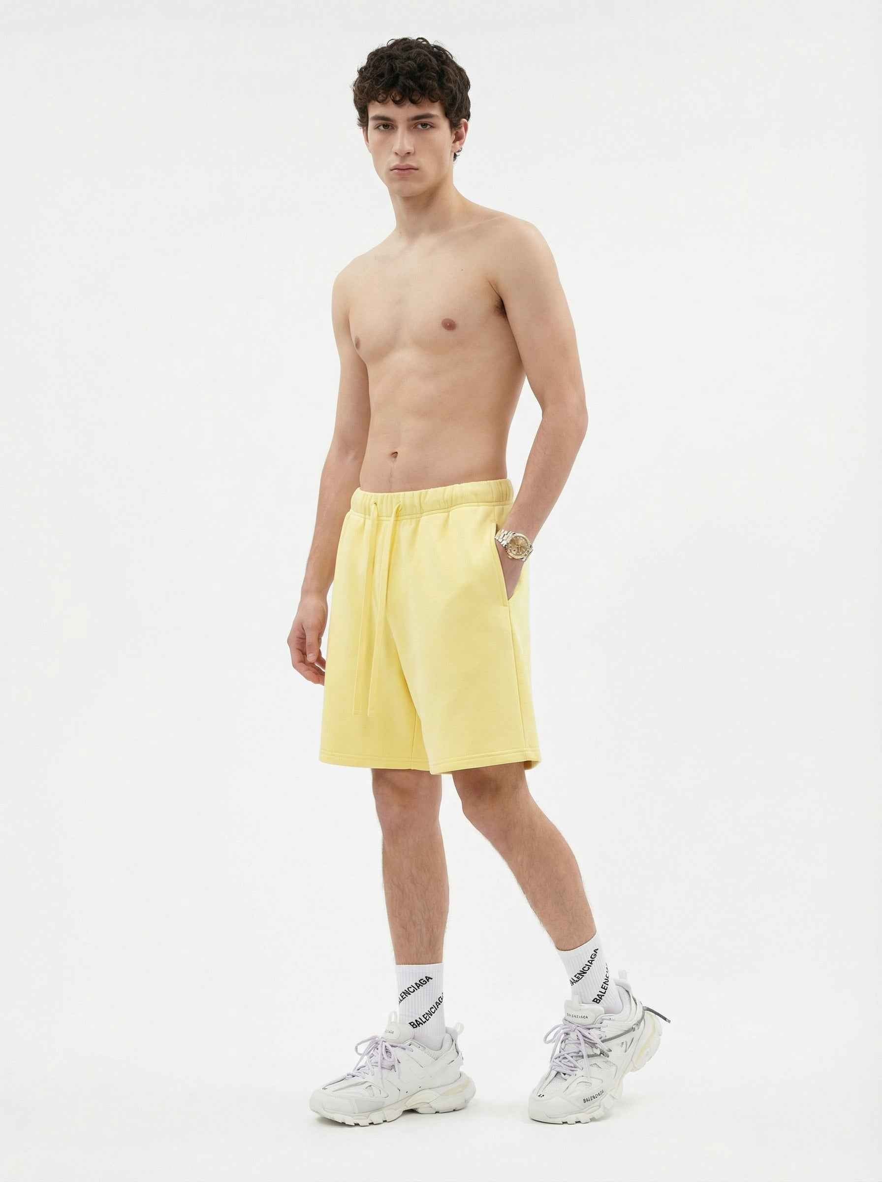 345GSM Men's Fleece-Lined Straight-Leg Shorts