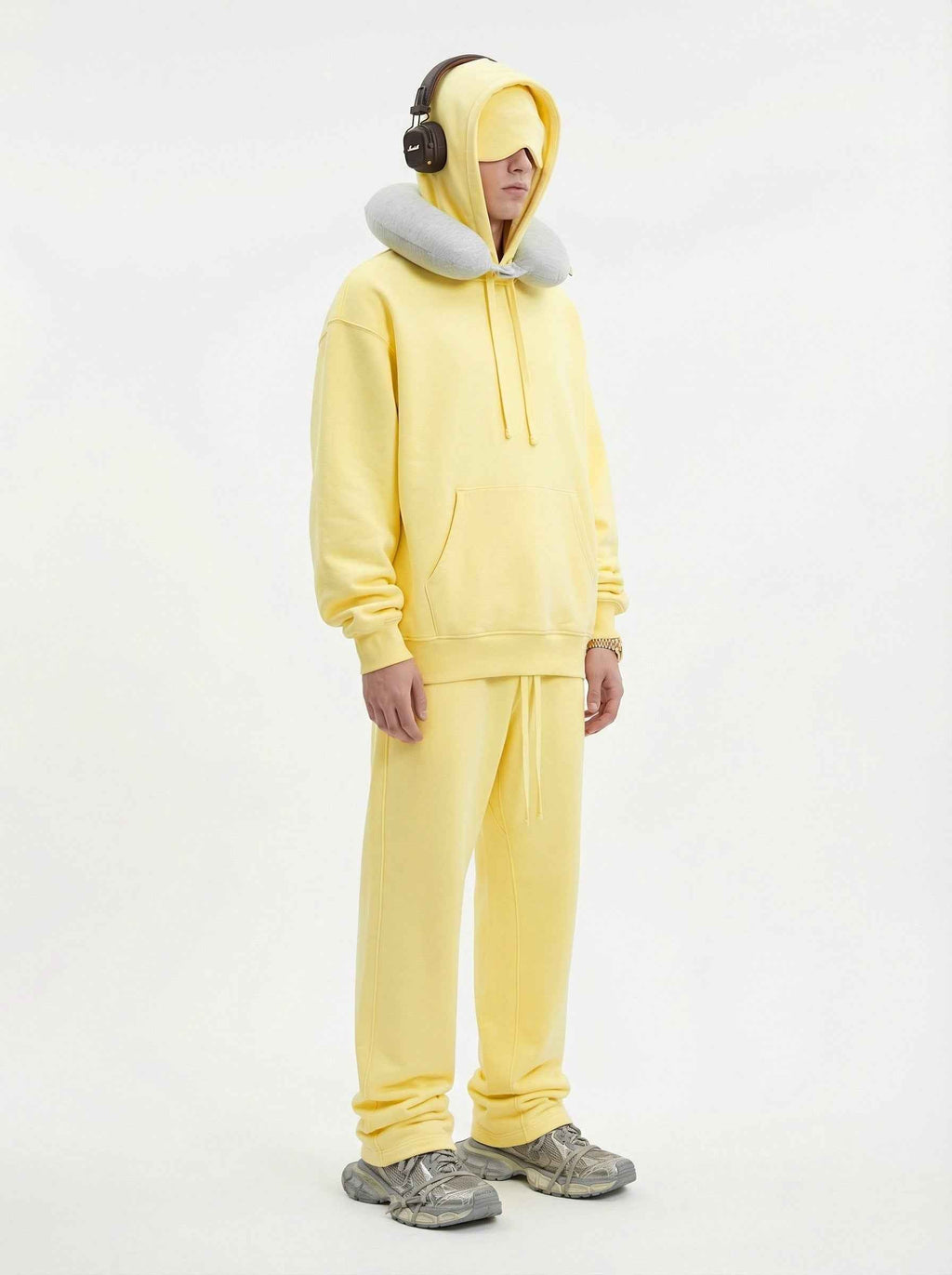 345GSM Men's Eye-Patch Hoodie | Solid Color | MUNSIEUR