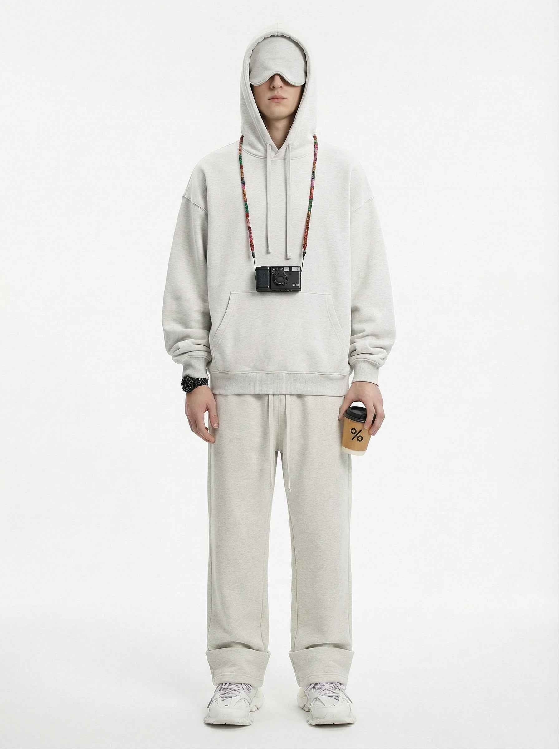 345GSM Men's Eye-Patch Hoodie | Solid Color | MUNSIEUR
