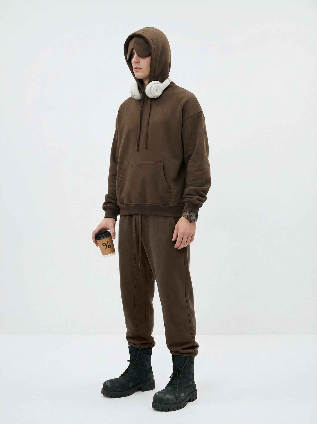 345GSM Men's Eye-Patch Hoodie | Solid Color | MUNSIEUR