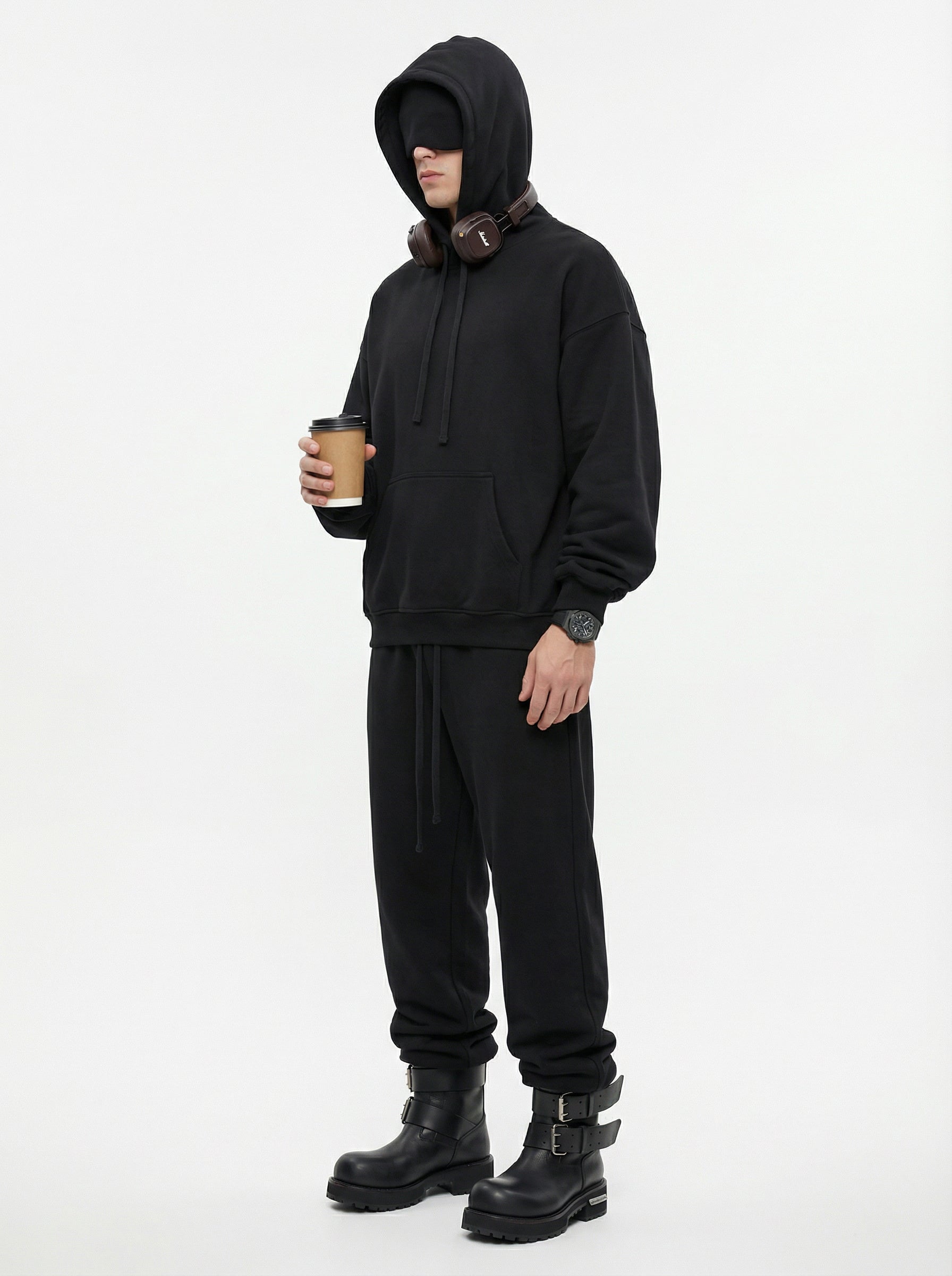 345GSM Men's Eye-Patch Hoodie | Solid Color | MUNSIEUR