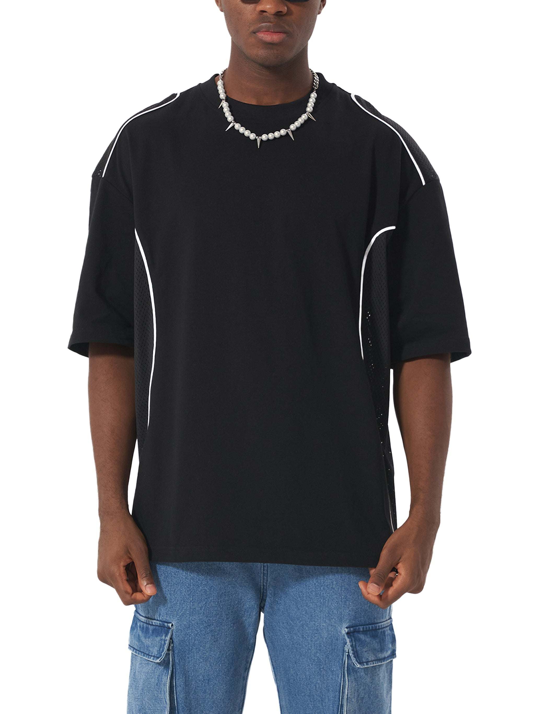 Fearless Apparel Line Contrast Piped Panel T-Shirt