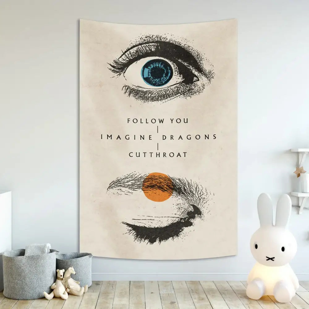 Imagine dragons band poster tapestry white & red bedroom wall decor