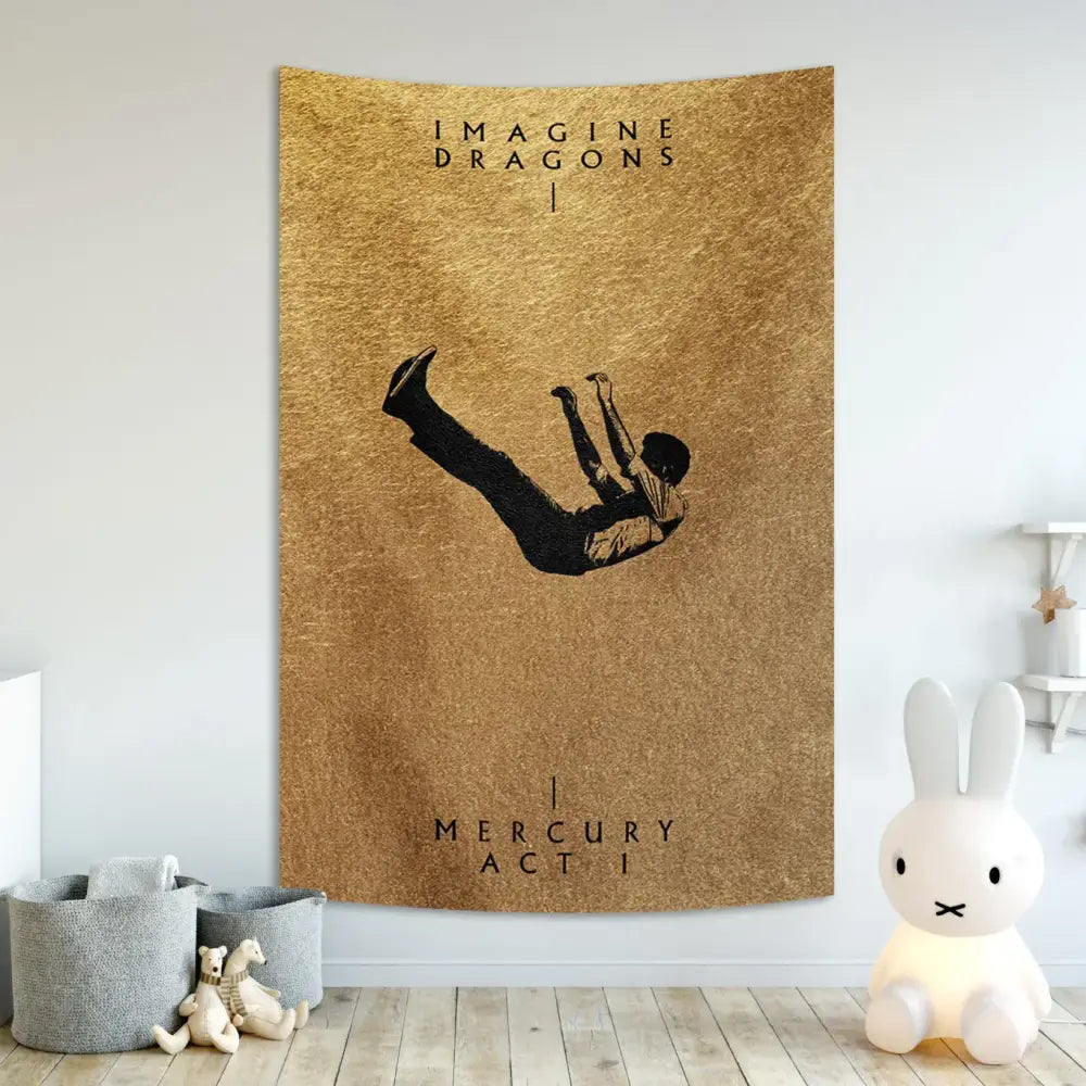 Imagine dragons band poster tapestry white & red bedroom wall decor