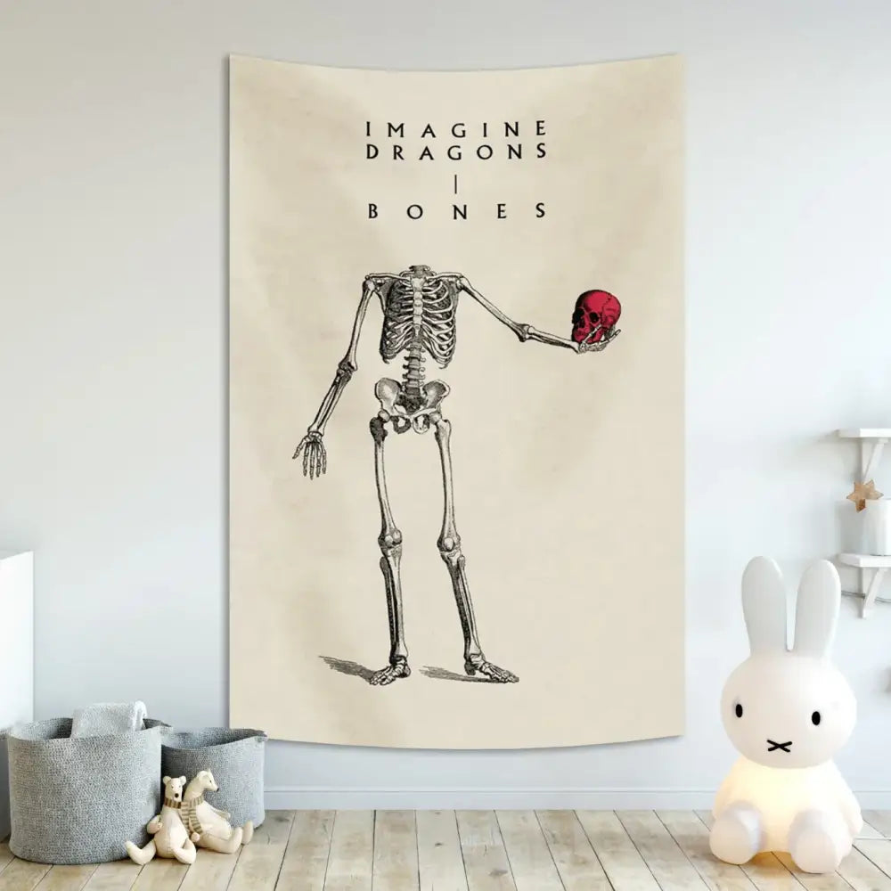 Imagine dragons band poster tapestry white & red bedroom wall decor