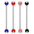 316L Surgical Steel Industrial Barbell with UV Acrylic Gemmed Ball