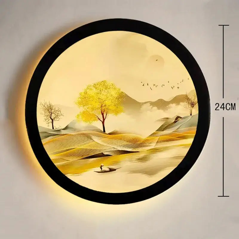 Industrial acrylic round golden deer wall lamp bedroom decor