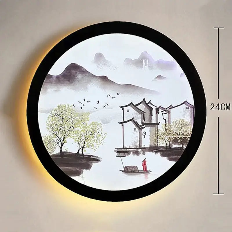 Industrial acrylic round golden deer wall lamp bedroom decor