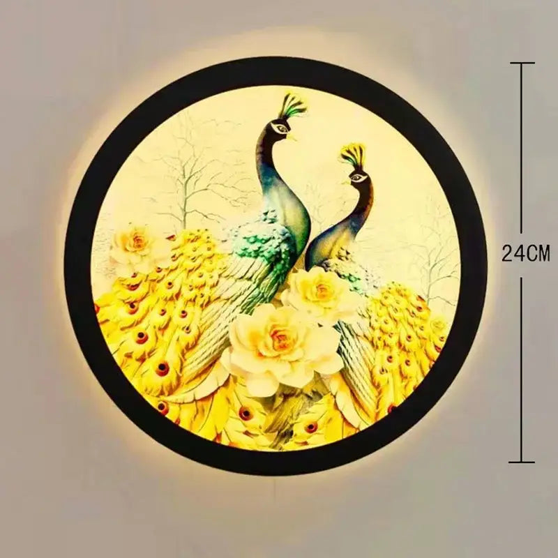 Industrial acrylic round golden deer wall lamp bedroom decor