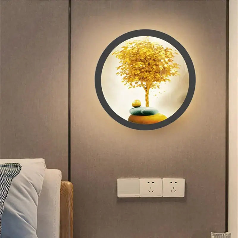 Industrial acrylic round golden deer wall lamp bedroom decor