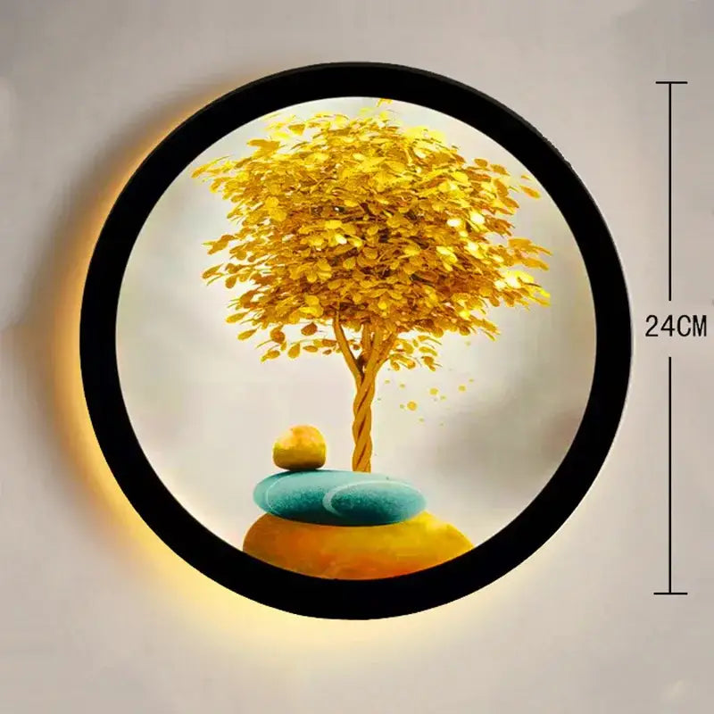 Industrial acrylic round golden deer wall lamp bedroom decor