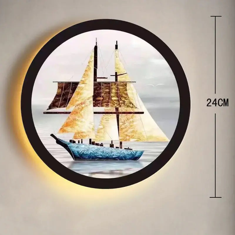 Industrial acrylic round golden deer wall lamp bedroom decor