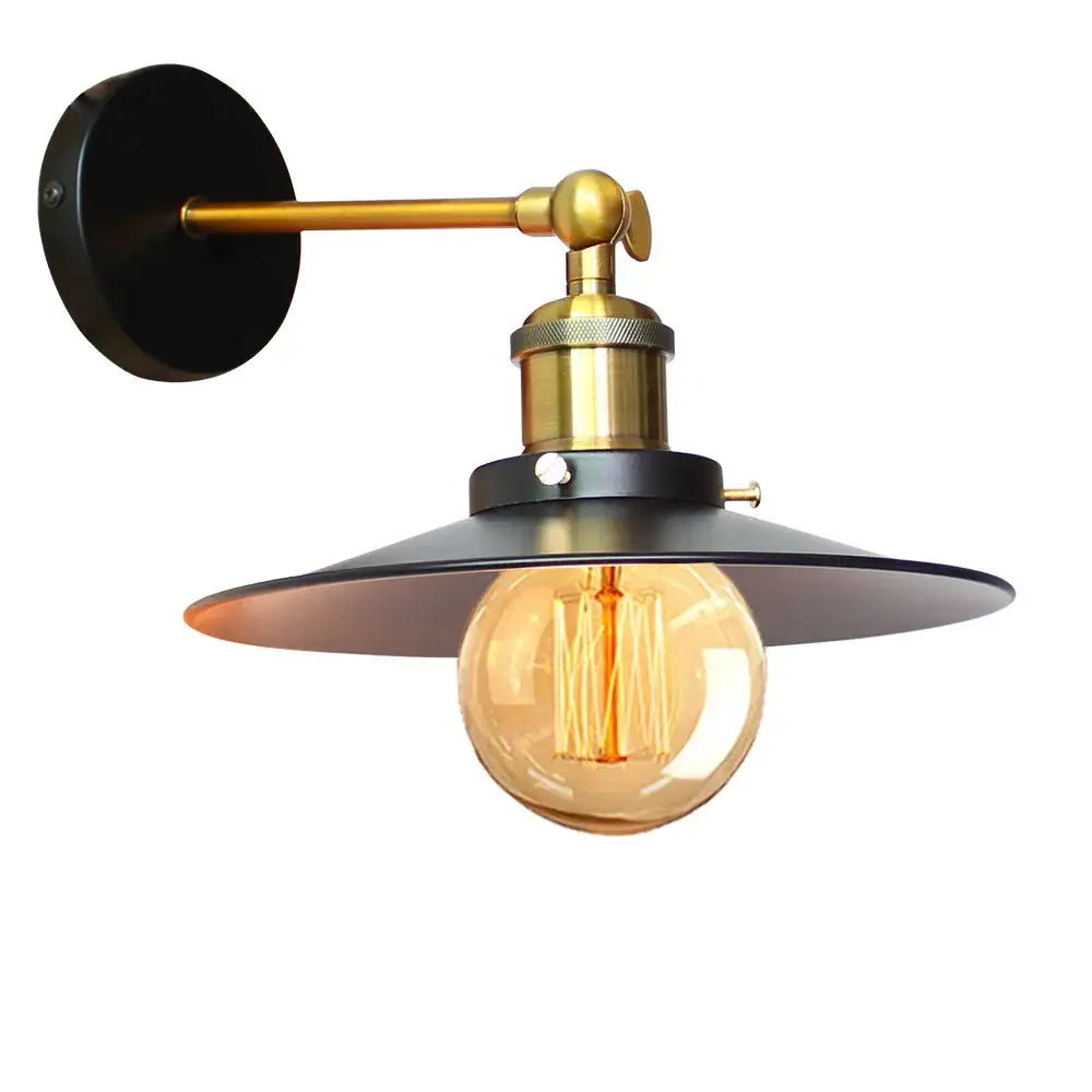 Industrial adjustable wall light for kitchen brass and black sconce