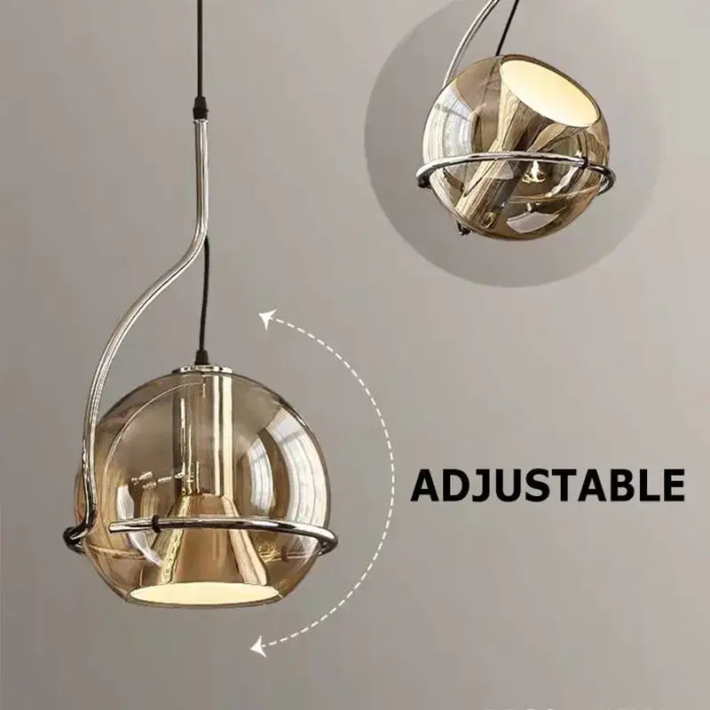 Industrial amber glass pendant light – kitchen chrome chandelier