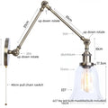 Industrial antique brass adjustable wall sconce bedroom led light