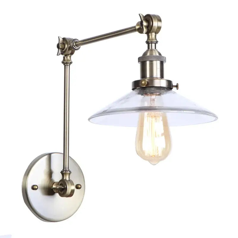 Industrial antique brass adjustable wall sconce bedroom led light