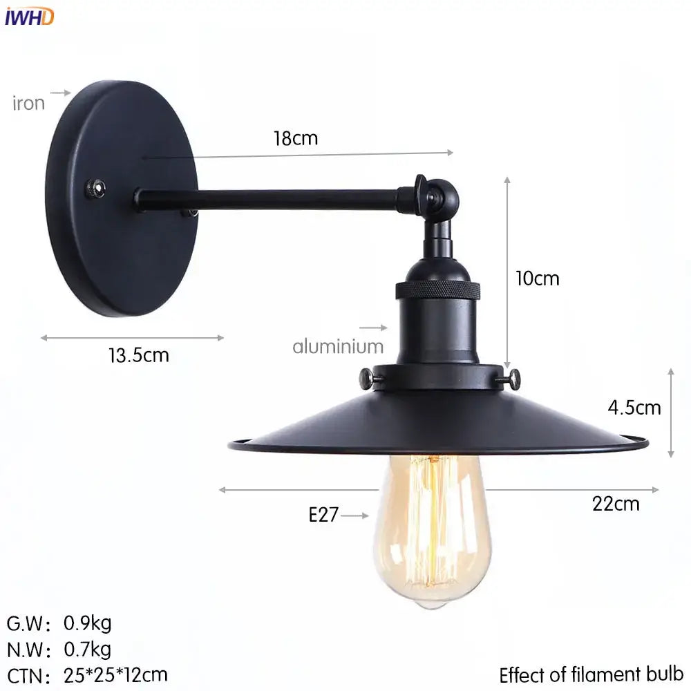 Industrial antique gold rustic wall light for living room