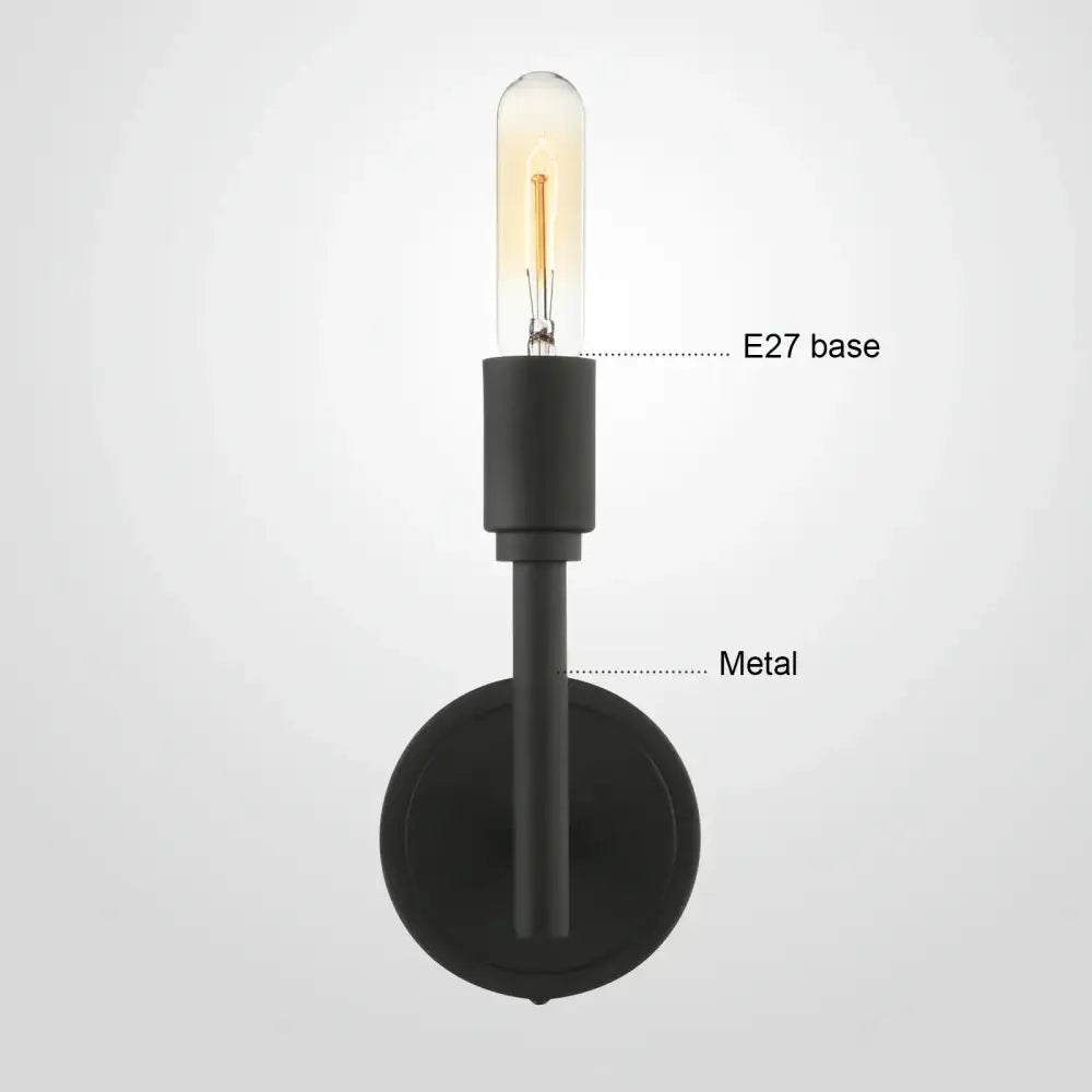 Industrial antique metal wall lamp – bedroom black glass sconce