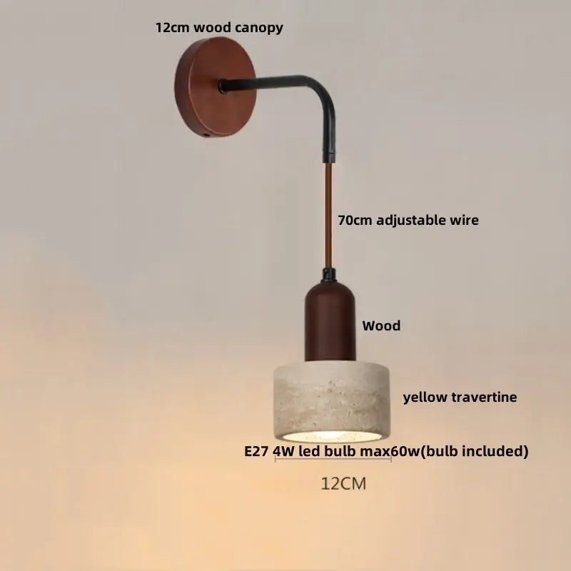 Industrial beige concrete wall lamp bedroom pull chain led