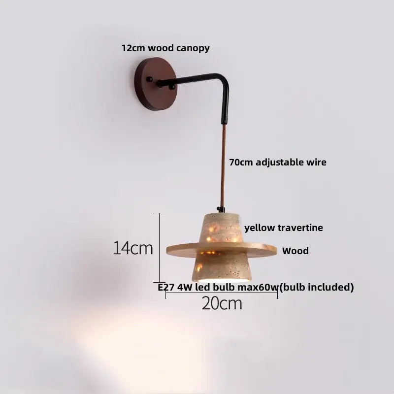 Industrial beige concrete wall lamp bedroom pull chain led
