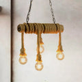 Industrial beige rope hanging island light for dining room