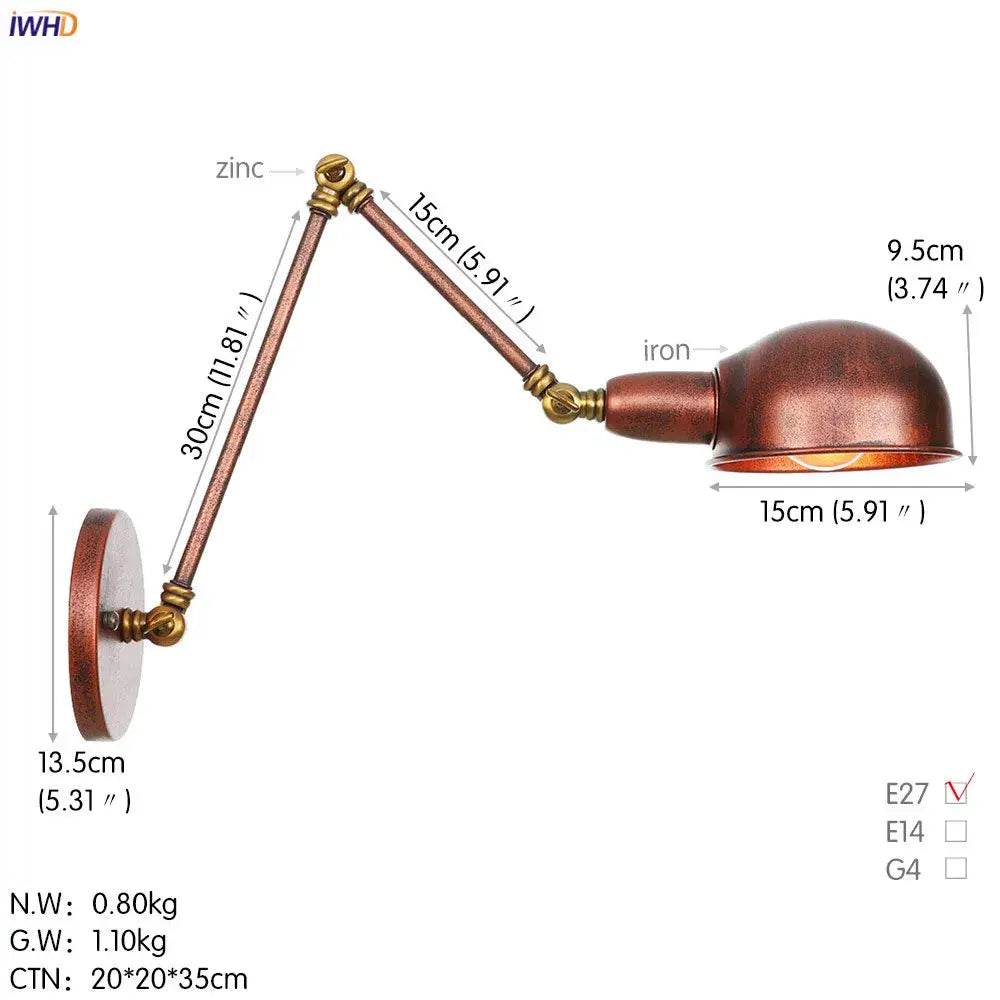 Industrial black 3 head adjustable wall sconce bedroom light