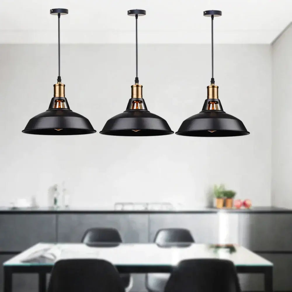 Industrial black and brass pendant light kitchen ceiling fixture