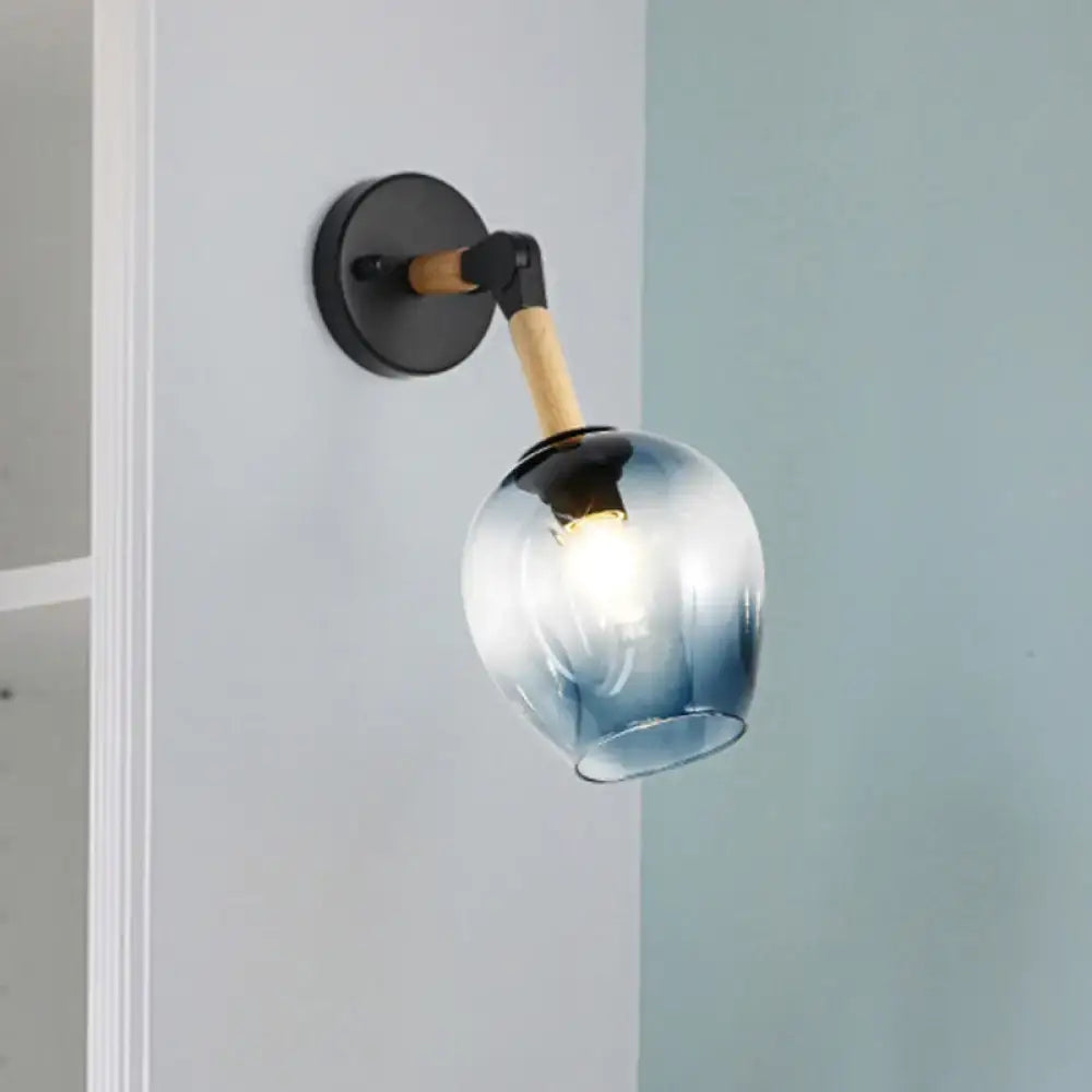 Industrial black and ocean blue wall sconce bedroom globe light