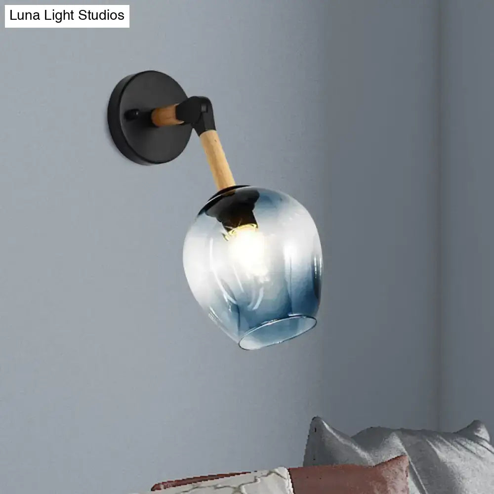 Industrial black and ocean blue wall sconce bedroom globe light