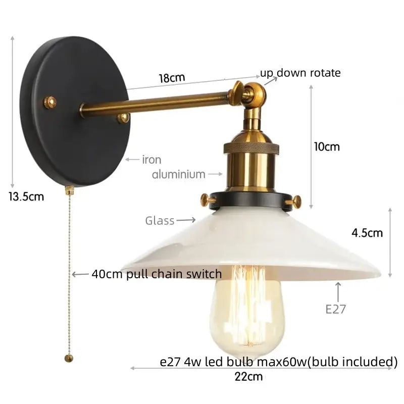 Industrial black and white decorbites led wall lights bedroom sconce