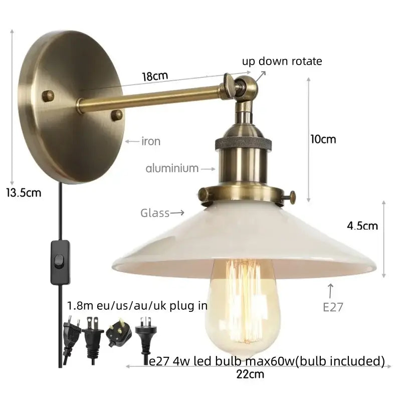 Industrial black and white decorbites led wall lights bedroom sconce