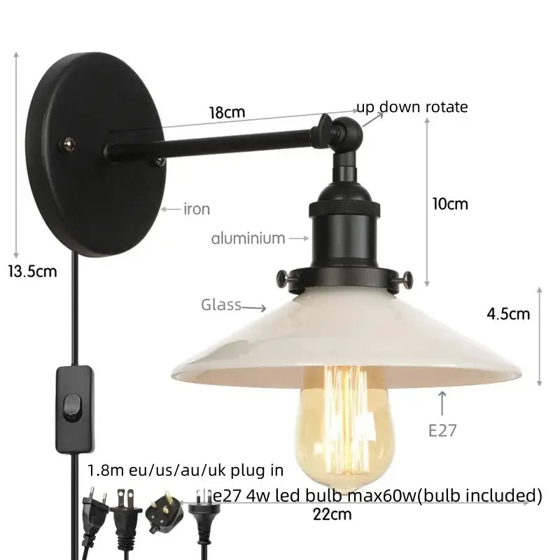 Industrial black and white decorbites led wall lights bedroom sconce