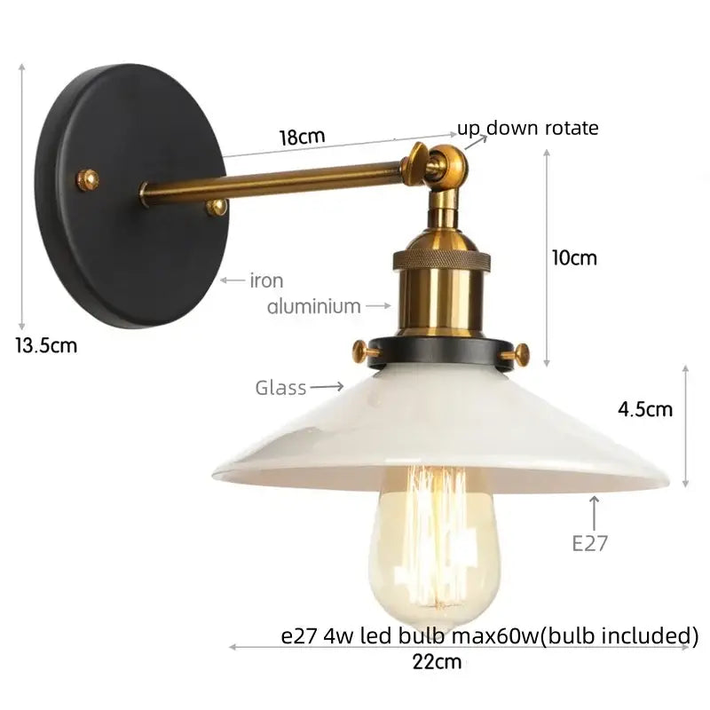Industrial black and white decorbites led wall lights bedroom sconce