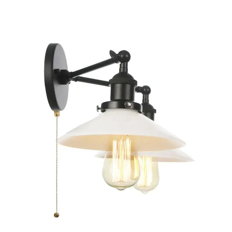 Industrial black and white wall light fixture bedroom sconce