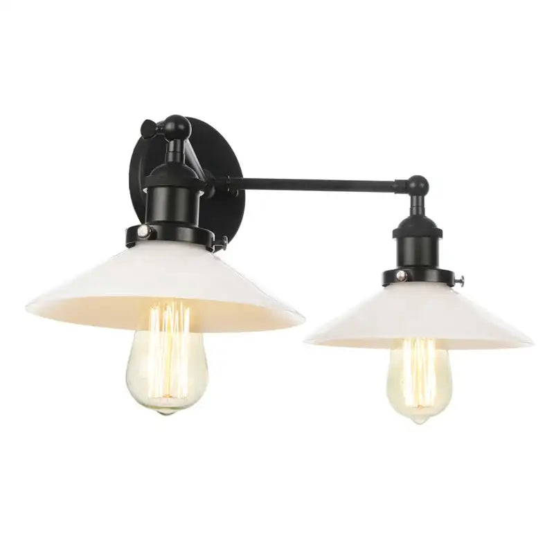 Industrial black and white wall light fixture bedroom sconce