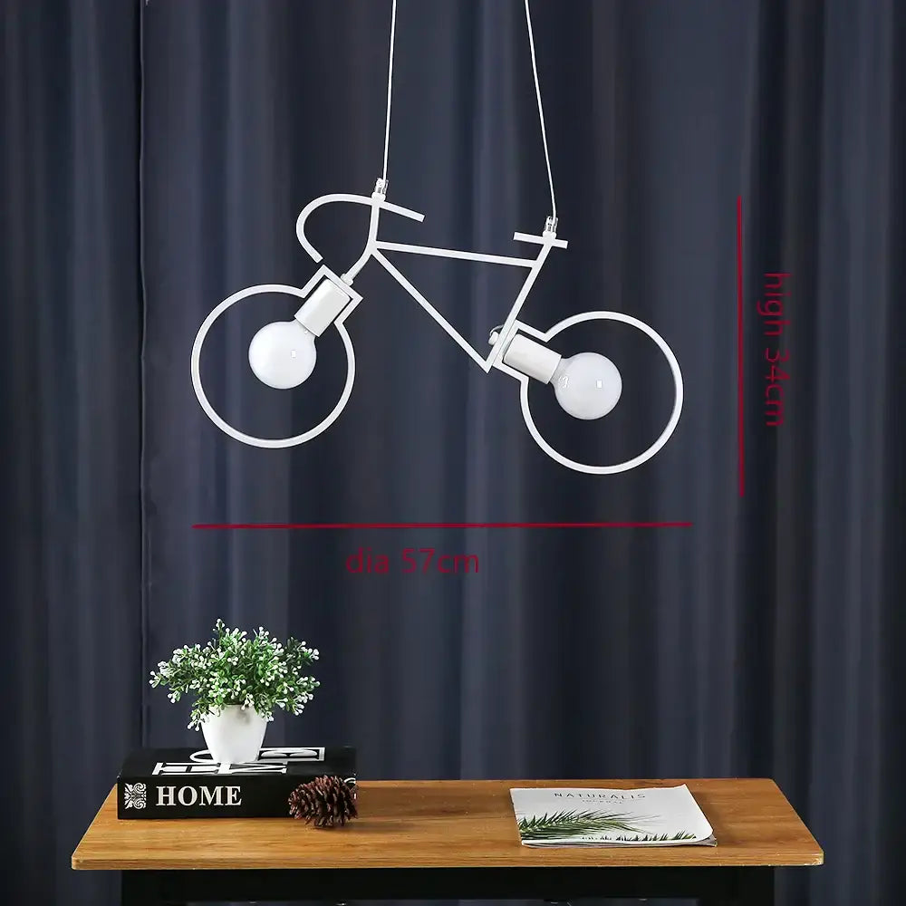 Industrial black bicycle pendant light living room exposed bulb fixture