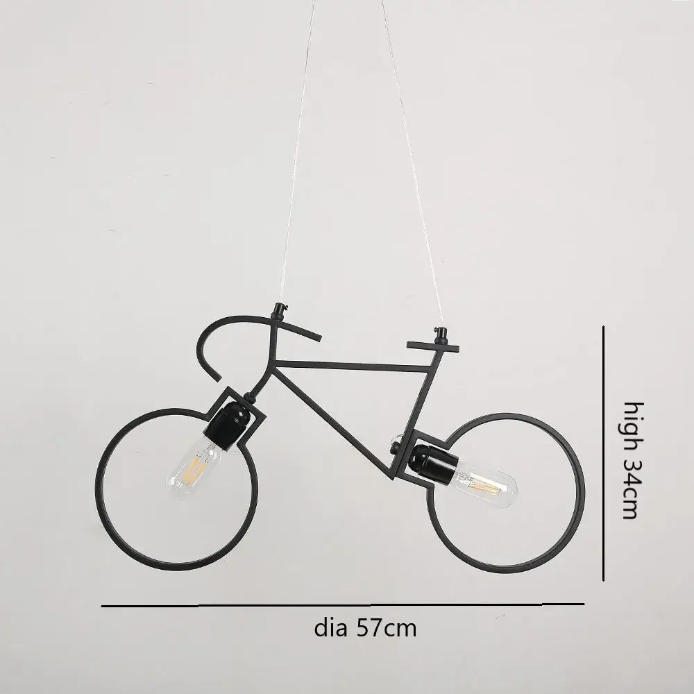 Industrial black bicycle pendant light living room exposed bulb fixture