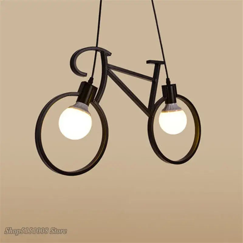 Industrial black bicycle pendant light living room exposed bulb fixture