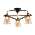 Industrial black & brass cognac glass bell ceiling lamp living room