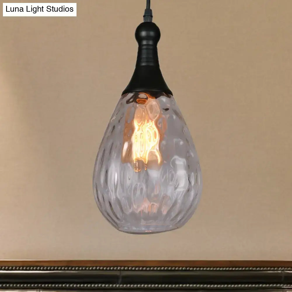 Industrial black & brass smoked glass pendant ceiling light bedroom