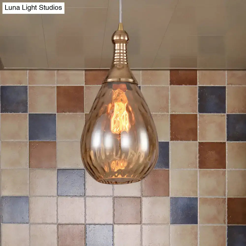 Industrial black & brass smoked glass pendant ceiling light bedroom
