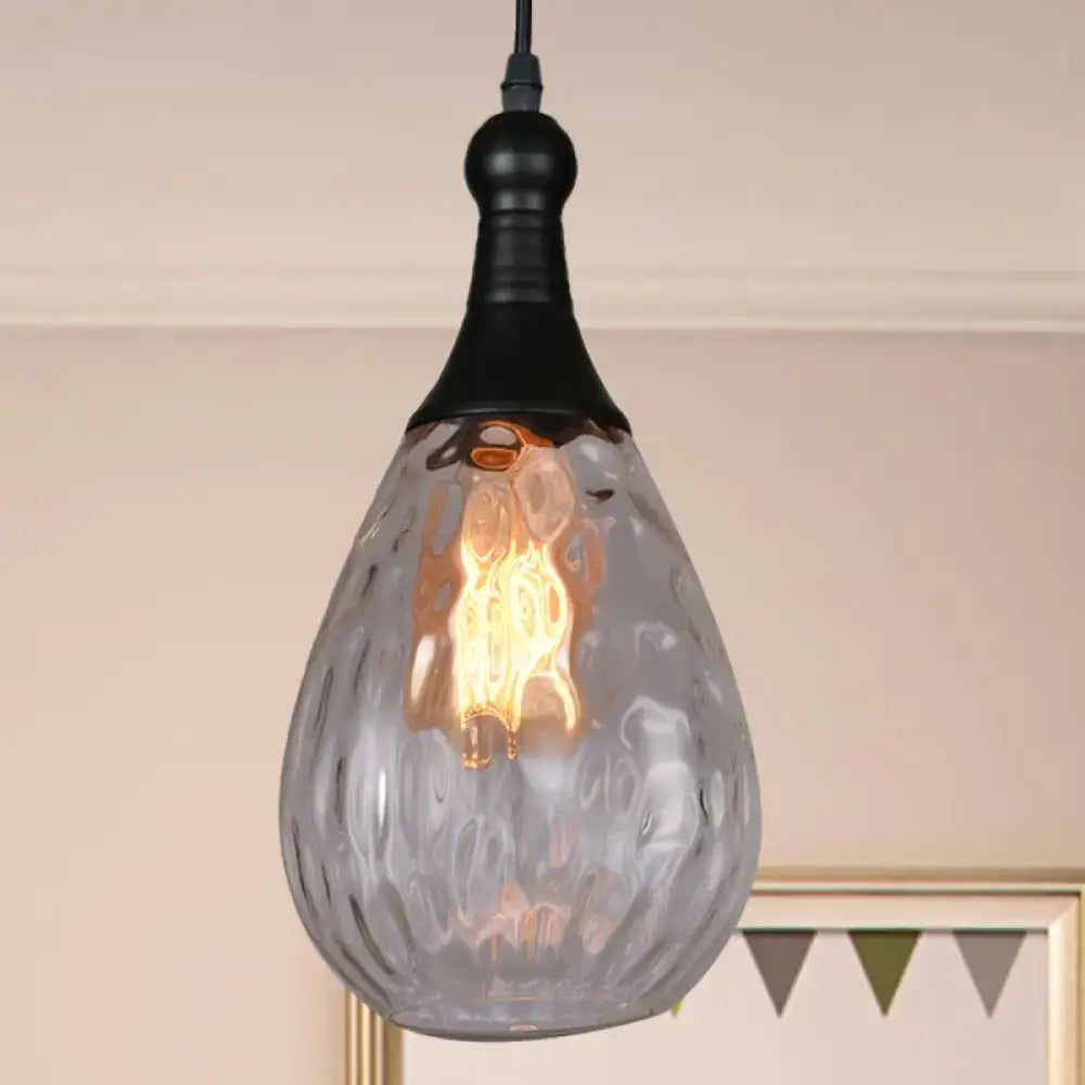 Industrial black & brass smoked glass pendant ceiling light bedroom