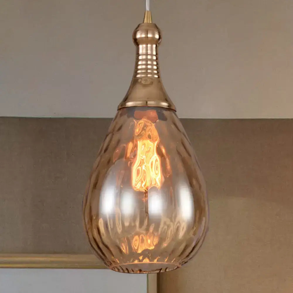 Industrial black & brass smoked glass pendant ceiling light bedroom